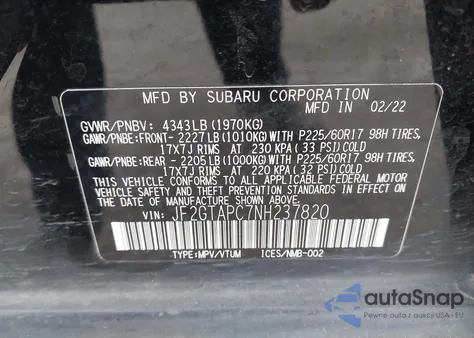 2022 Subaru Crosstrek Premium from USA, damaged, VIN JF2GTAPC7NH237820